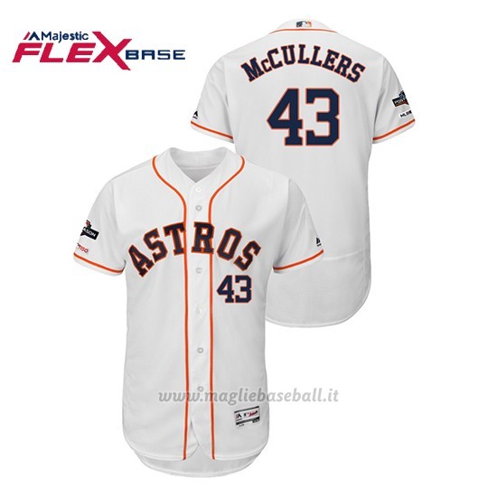 Maglia Baseball Uomo Houston Astros 43 Lance Mccullers 2019 Postseason Flex Base Bianco